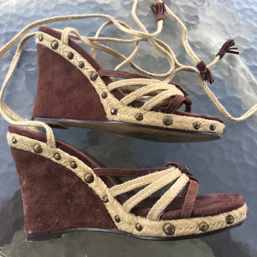 ๐4XHP๐ EUC Nine West Tie Wedges - Picture 1 of 7